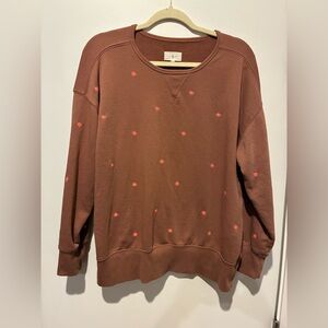 Lou & Grey Embroidered Star Crewneck Sweater - Brown